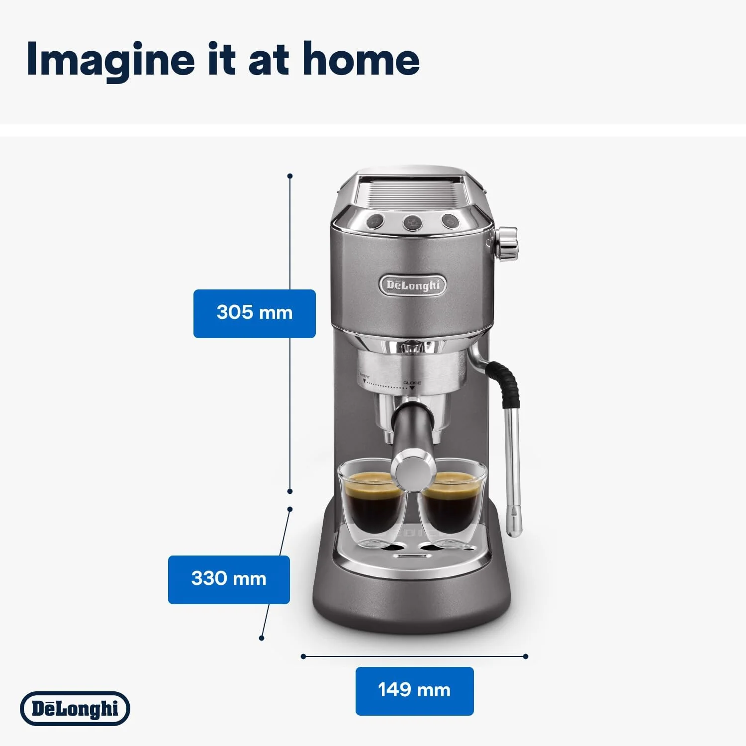 Delonghi Dedica Arte Espresso Machine , 1350 Watt, Metal - EC885 GY - Image 7