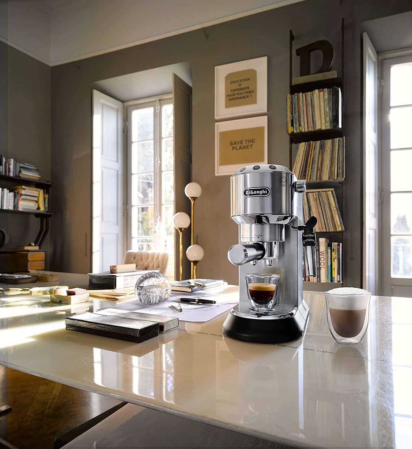 Delonghi Dedica Espresso Coffee Machine, Silver - EC685.M - Image 5