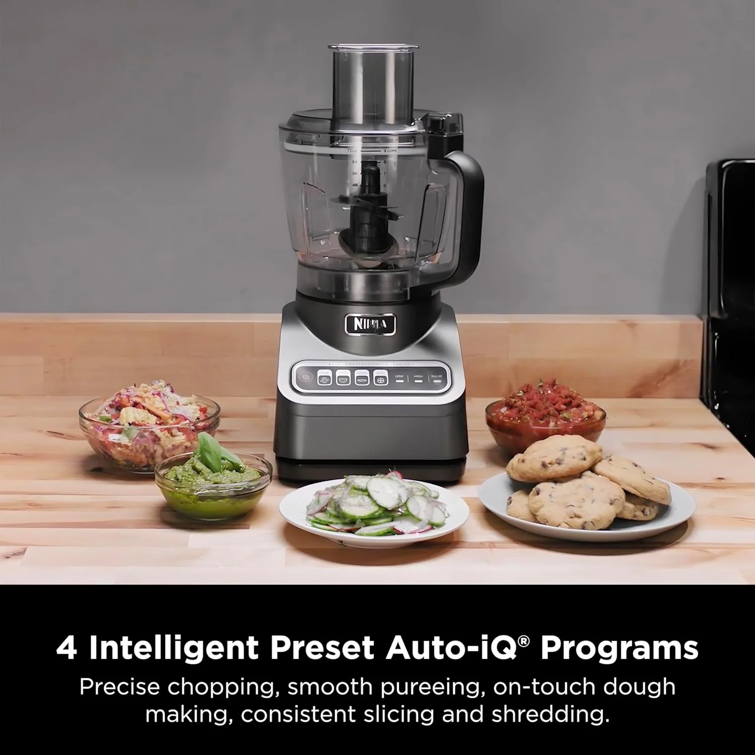Ninja Food Processor, Professional Plus, 1000 Peak Watts, 4 Functions for Chopping, Slicing, Purees & Dough with 9-Cup Processor Bowl, 3 Blades, Food Chute & Pusher, Silver, BN601 - Image 3