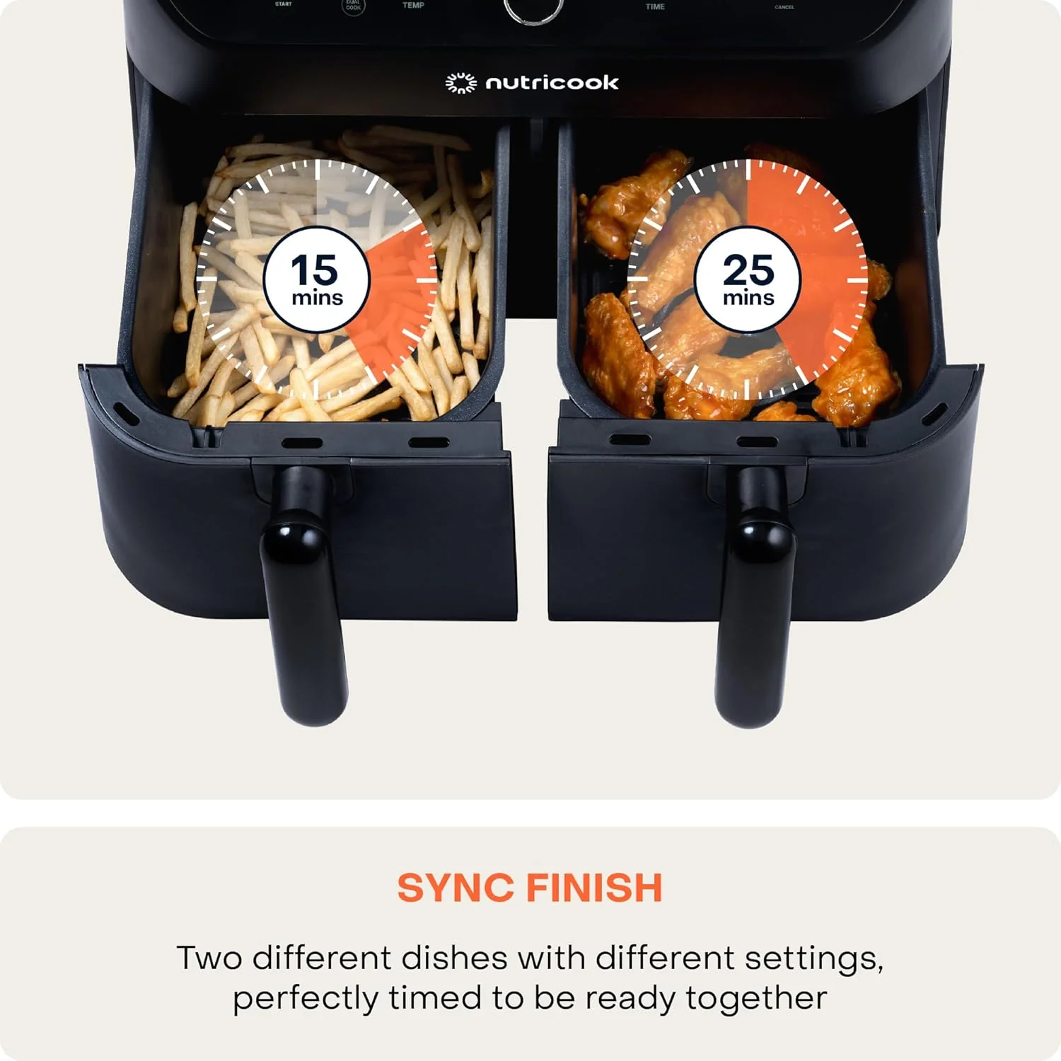 Nutricook Duo 2 Air Fryer, 8.5 Liters, 2400 Watt, Black- AFD185 - Image 6
