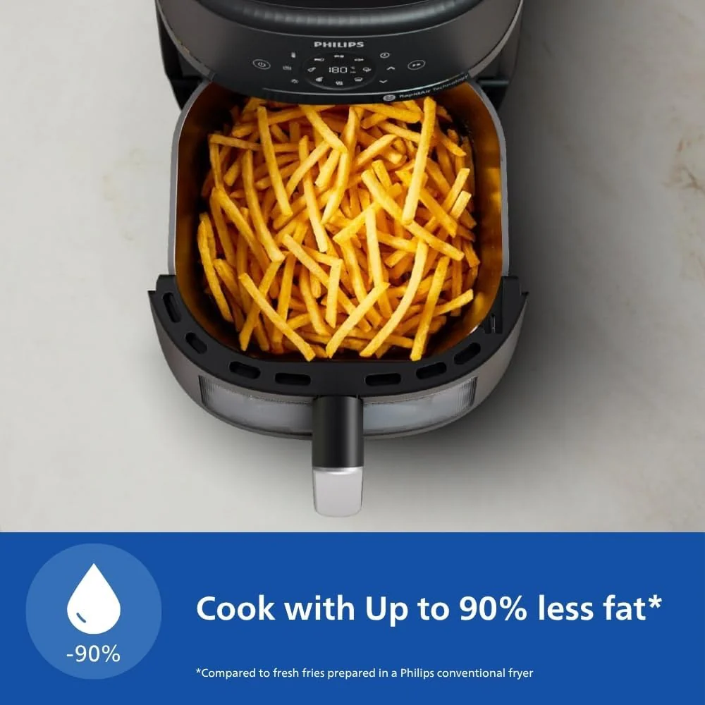 Philips Airfryer 2000 Series Digital Air Fryer, 6.2 Liters, 1700 Watt, Black and Silver - NA230 - Image 4