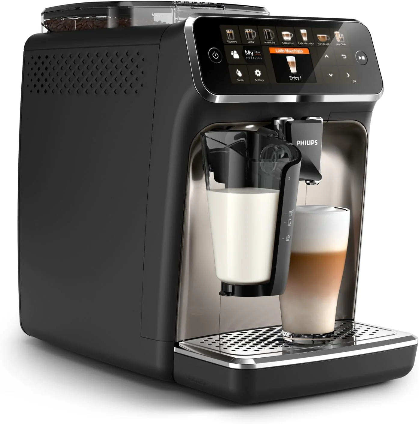 Philips EP5547/90 Fully Automatic Espresso Machine, LatteGo Milk System, AquaClean Filter, Stainless Steel, 1500 W, Black - Image 3